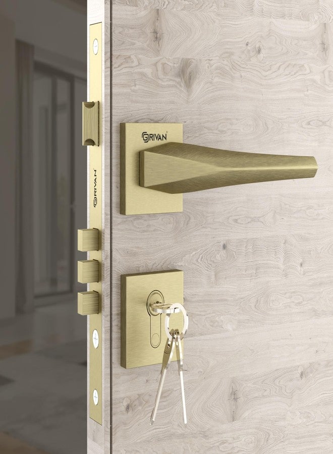 GRIVAN Heavy-Duty Brass Mortise Door Lock Set | Main Door Lock for Home/Office/Bedroom with 2 Years Warranty (Antique Finish) - Image 1
